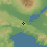 Shaded relief of the 60 km around Aurora, drawn from the GMTED2010 grid