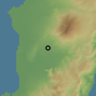 Shaded relief of the 60 km around La Castellana, drawn from the GMTED2010 grid