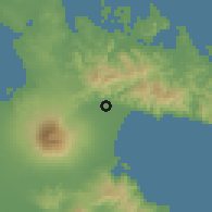 Shaded relief of the 59 km around Lagonoy, drawn from the GMTED2010 grid