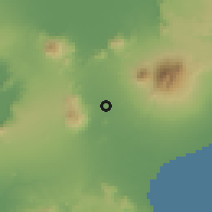 Shaded relief of the 59 km around Lalig, drawn from the GMTED2010 grid