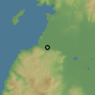 Shaded relief of the 60 km around Awang, drawn from the GMTED2010 grid