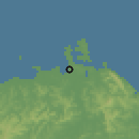 Shaded relief of the 60 km around Laoang, drawn from the GMTED2010 grid