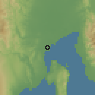 Shaded relief of the 60 km around Lasang, drawn from the GMTED2010 grid