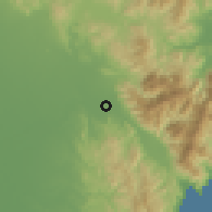 Shaded relief of the 59 km around Laur, drawn from the GMTED2010 grid