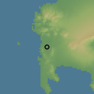 Shaded relief of the 59 km around Lian, drawn from the GMTED2010 grid