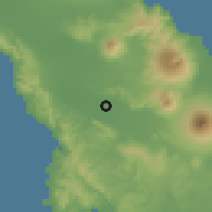 Shaded relief of the 60 km around Libon, drawn from the GMTED2010 grid