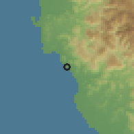 Shaded relief of the 60 km around Ligaya, drawn from the GMTED2010 grid