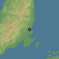 Shaded relief of the 60 km around Liloan, drawn from the GMTED2010 grid