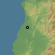Shaded relief of the 59 km around Bacarra, drawn from the GMTED2010 grid