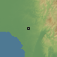 Shaded relief of the 59 km around Loma de Gato, drawn from the GMTED2010 grid