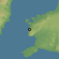 Shaded relief of the 60 km around Loon, drawn from the GMTED2010 grid
