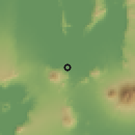 Shaded relief of the 59 km around Los Baños, drawn from the GMTED2010 grid
