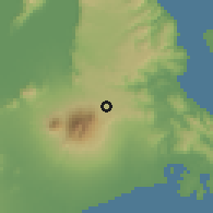 Shaded relief of the 59 km around Lucban, drawn from the GMTED2010 grid
