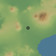 Shaded relief of the 59 km around Lusacan, drawn from the GMTED2010 grid