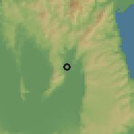 Shaded relief of the 59 km around Mabitac, drawn from the GMTED2010 grid