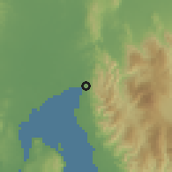 Shaded relief of the 60 km around Maco, drawn from the GMTED2010 grid