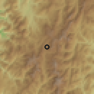 Shaded relief of the 59 km around Baculongan, drawn from the GMTED2010 grid