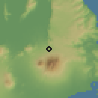 Shaded relief of the 59 km around Majayjay, drawn from the GMTED2010 grid