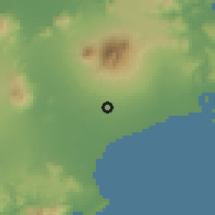 Shaded relief of the 59 km around Malabanban, drawn from the GMTED2010 grid