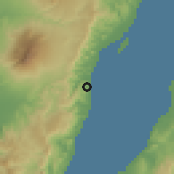 Shaded relief of the 60 km around Malaiba, drawn from the GMTED2010 grid