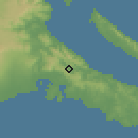 Shaded relief of the 59 km around Malinao, drawn from the GMTED2010 grid
