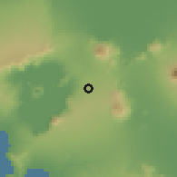 Shaded relief of the 59 km around Malvar, drawn from the GMTED2010 grid