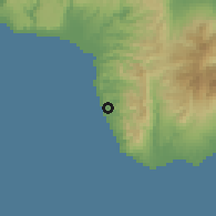 Shaded relief of the 60 km around Manalongon, drawn from the GMTED2010 grid