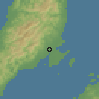 Shaded relief of the 60 km around Mandaue, drawn from the GMTED2010 grid