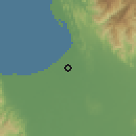 Shaded relief of the 59 km around Mangaldan, drawn from the GMTED2010 grid