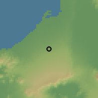Shaded relief of the 59 km around Manggahan, drawn from the GMTED2010 grid