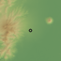 Shaded relief of the 59 km around Manibaug, drawn from the GMTED2010 grid