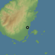 Shaded relief of the 60 km around Manicahan, drawn from the GMTED2010 grid