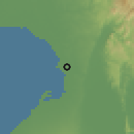 Shaded relief of the 59 km around Manila, drawn from the GMTED2010 grid