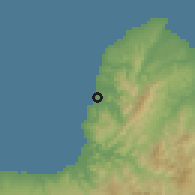 Shaded relief of the 60 km around Manticao, drawn from the GMTED2010 grid