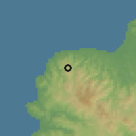 Shaded relief of the 60 km around Manukan, drawn from the GMTED2010 grid