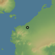 Shaded relief of the 59 km around Maragondon, drawn from the GMTED2010 grid