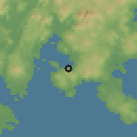 Shaded relief of the 60 km around Margosatubig, drawn from the GMTED2010 grid