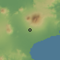 Shaded relief of the 59 km around Masalukot, drawn from the GMTED2010 grid