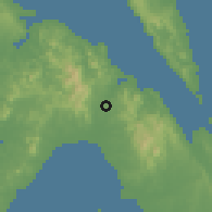 Shaded relief of the 60 km around Masbate, drawn from the GMTED2010 grid