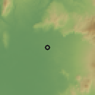Shaded relief of the 60 km around Matalam, drawn from the GMTED2010 grid