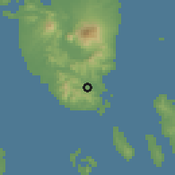 Shaded relief of the 60 km around Matnog, drawn from the GMTED2010 grid