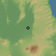 Shaded relief of the 59 km around Maulawin, drawn from the GMTED2010 grid