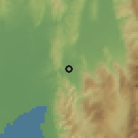 Shaded relief of the 60 km around Mawab, drawn from the GMTED2010 grid