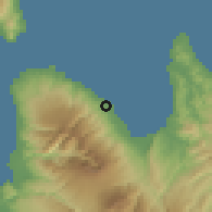Shaded relief of the 60 km around Medina, drawn from the GMTED2010 grid