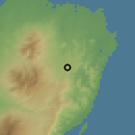 Shaded relief of the 60 km around Minapasuk, drawn from the GMTED2010 grid