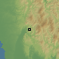 Shaded relief of the 59 km around Montalban, drawn from the GMTED2010 grid