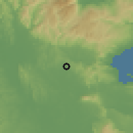 Shaded relief of the 60 km around Bahbah, drawn from the GMTED2010 grid