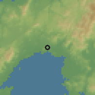 Shaded relief of the 60 km around Naga, drawn from the GMTED2010 grid