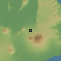 Shaded relief of the 59 km around Nagcarlan, drawn from the GMTED2010 grid