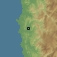 Shaded relief of the 59 km around Naguilian, drawn from the GMTED2010 grid